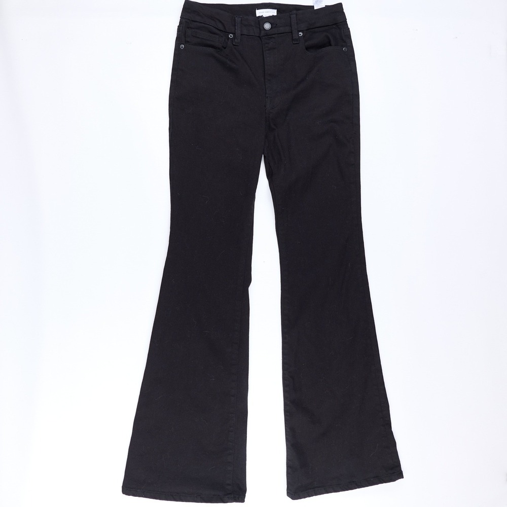 Good American Good Legs Flare Jeans Women 10/30 Black Excellent High Rise Denim